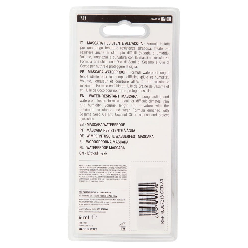 Miss Broadway Water Lash Mascara Resistente all'Acqua Black 9 ml